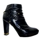 Tory Burch  Patent Leather Whitney Bootie in Black Gold Accents Logo Size 9 Photo 2