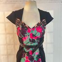 Tracy Reese  black sheath dress with silk pink floral center panel size 4 Photo 1