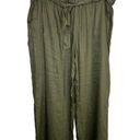 J.Jill  Olive Green Linen Blend Wide Leg Paperbag Waist Tie Detail Pants Size L Photo 0