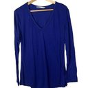 Trina Turk  Royal Blue V-Neck Long Sleeve T-Shirt M Photo 0