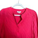 Habitual  Top Womens Small Coral Split Neck Popover Sheer Long Sleeve Blouse Photo 1