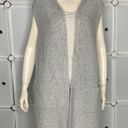 Tahari  Gray Wool Blend Open Front Hooded Sleeveless Cardigan Size Medium Photo 6