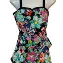 Maxine of Hollywood MAXINE Painted Petals Bandeau Sarong One Piece Swimsuit Size 14 Pink/Multicolor Photo 1