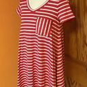 Entro Anthropologie  Red Striped Casual V Neck Dress Photo 9