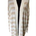 Talbots  Plus Size Cream White Striped Stretch Knit Long Sleeve Sweater Cardigan Photo 1