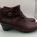 Earth Origins  Mallory Leather Booties 8.5M ankle heel burgundy Photo 2