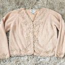 Kimberly  Hope Vintage Knit, Embroidered, and Beaded Cardigan Sweater Beige Med Photo 0