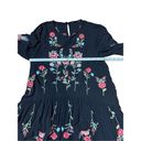 Wish Chic  Women's Relaxed Floral Embroidered Black Drop Swing Dress Tunic Sz M Photo 5