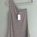 Lovers + Friends  Ribbed One-Shoulder Tank Top Grey NWT Photo 0