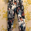 OVI collage print satin ankle pants size M Photo 0