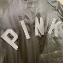 PINK - Victoria's Secret  Black Satin Embroidered Logo Bomber Jacket L/XL Photo 6