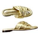 J.Crew  Leather Menorca Padded Twist Knot Flat Sandals Gold Metallic Size 7 Photo 7