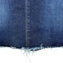 Harper Denim Jean Mini Skirt Size Medium Dark Wash Fringe Raw Hem Y2K Style Photo 4