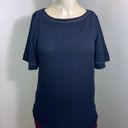 Ann Taylor  Black Blouse Solid Top Photo 5