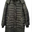 Sam Edelman  Lara Puffy Coat Black Down Filled Quilted Puffer Jacket Hooded Sz M Photo 0