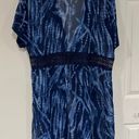 Dennis Basso Women’s Size XL  Blue Chiffon Duster W/ Lace Detail Photo 1