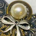 Filagree Silver Gold Color Angel Jewelry Pin Brooch Halo Faux Pearl Bow Wings Photo 10