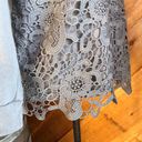 Adrianna Papell  Grey Crew Neck Floral Lace Overlay Sweatshirt Medium Photo 3