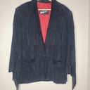 Winlit Vintage‎ 90s Black Fringe Suede Mid Length Leather Jacket Coat Size M Size M Photo 0