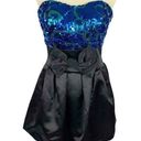 Hannah S Sequin Satin Semi Formal Strapless Dress Photo 0