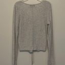 Poof! Light gray long sleeve waffle knit adjustable crop top Photo 2