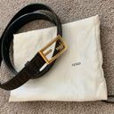 Fendi Authentic unisex  black and brown FF monogram belt with dust bag size 36” Photo 0