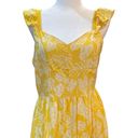 Angie  Midi Dress Cap Sleeve Tiered Skirt Yellow Floral Open Back Womens Large Photo 10