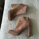 Guess  Women's 9 Beverly Faux Suede Eyelet Studded Heeled Bootie Camel Brown Photo 3