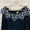 Loft  NWT Navy Lace Appliqué Off the Shoulder Shift Dress Size S Photo 5