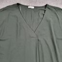 ee:some  Womens Blouse Top 1XL Olive Green V-neck Relaxed Fit Cap Sleeve Stretch Photo 4