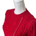 Krass&co  Cashmere Blend Wool Cable Knit Pullover Sweater Red Boxy Women’s Size Small Photo 9