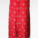 CRAZY HORSE Vintage  Red Floral Linen Blend Maxi Skirt Size 16 Photo 3