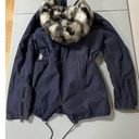 Forever 21 Navy Blue Faux Fur Drawstring Fitted Winter Coat Ski Jacket Size M 💙🖤🤍 Photo 4