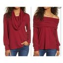 Mulberry Gibsonlook Convertible Neckline Cozy Fleece Sweater  Wine Medium NEW Photo 1