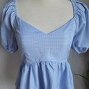 English Factory Nordstrom,  New Blue Gingham Peplum Puff Sleeve Top Size Small Photo 4