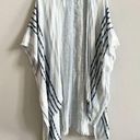 American Eagle  Boho Striped Cover Up Fringe Kimono Blue, Navy, White Size O/S Photo 0