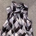 Nine West  Black and White Tie Front Bow Diamond Print Sleeveless Blouse Photo 1