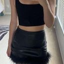 Leather + feather mini skirt Size XS Photo 0