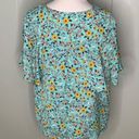 Wishful park  Turquoise & Yellow Flowers Boho Short Sleeves Flowy Top S Photo 7