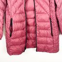 London Fog  Burgundy Lightweight Packable Down Hooded Full Zipper Puffer Jacket Photo 9