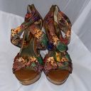 Falchi By Falchi Wedge Cut Out Cork Heels Rainbow Animal Print size 7.5 Photo 2