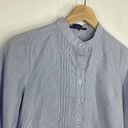 Polo  Slim Fit Blue Pinstripe High Neck Button Front Shirt Women's Size Small S Photo 3