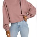 Good American  Pink Mauve cropped sweatshirt with ribbed side panels size med Photo 0