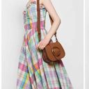 Polo  Ralph Lauren Madras Plaid Ruffle Midi Dress Size US 2 White Pink Photo 5