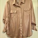 Calvin Klein  shimmer button shirt 2 pocket roll tab sleeves Large NWT Photo 0