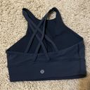 Lululemon Energy Bra Long Line High Neck Tough Iron Blue Size 4 Photo 2