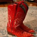 Red Leather Cowgirl Boots Size 7.5 Photo 0