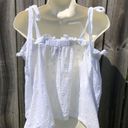 Cleobella  Large Square Neck Tie Shoulder Heart Dobby Top Blouse Sleeveless White Photo 3