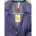 Raga  Blue Button Down Shirt with Silver Metallic Detail - NWT, Size Small Photo 2