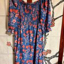 Boohoo A Unicorn 🦄 Dress!! Gorgeous Shade of Blue w Pink Flowers; Excellent Condition Photo 3